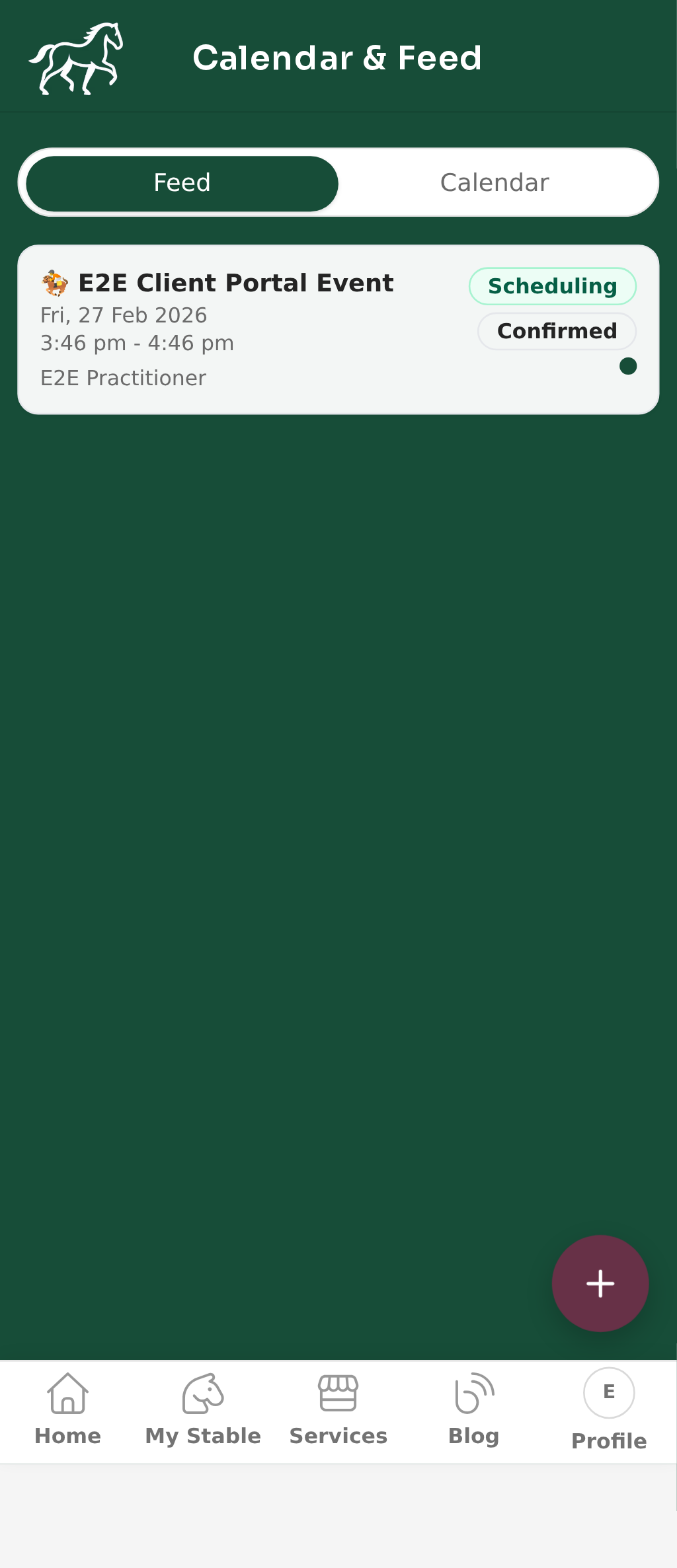 Calendar and Feed - Feed tab (mobile)