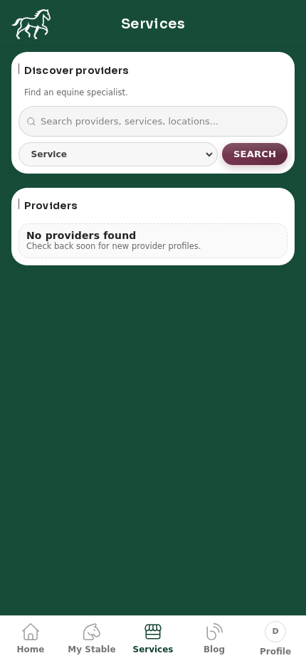 Services search card