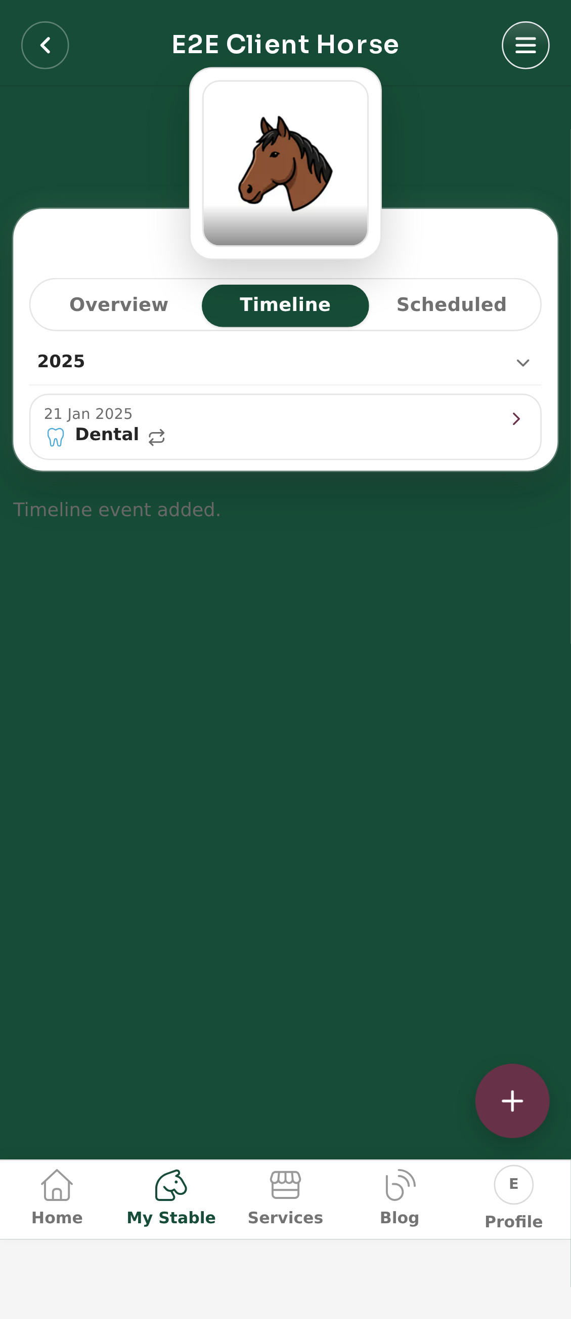 Timeline event with recurring schedule details